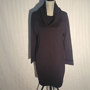 Vince Camuto Woman's Black Cowell Neck Sweater Dress, Size: L